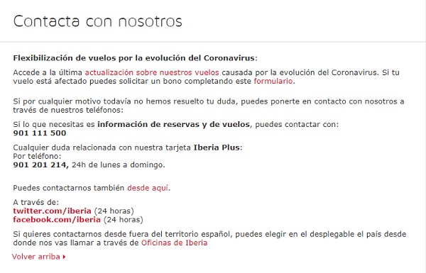 Teléfonos web Iberia